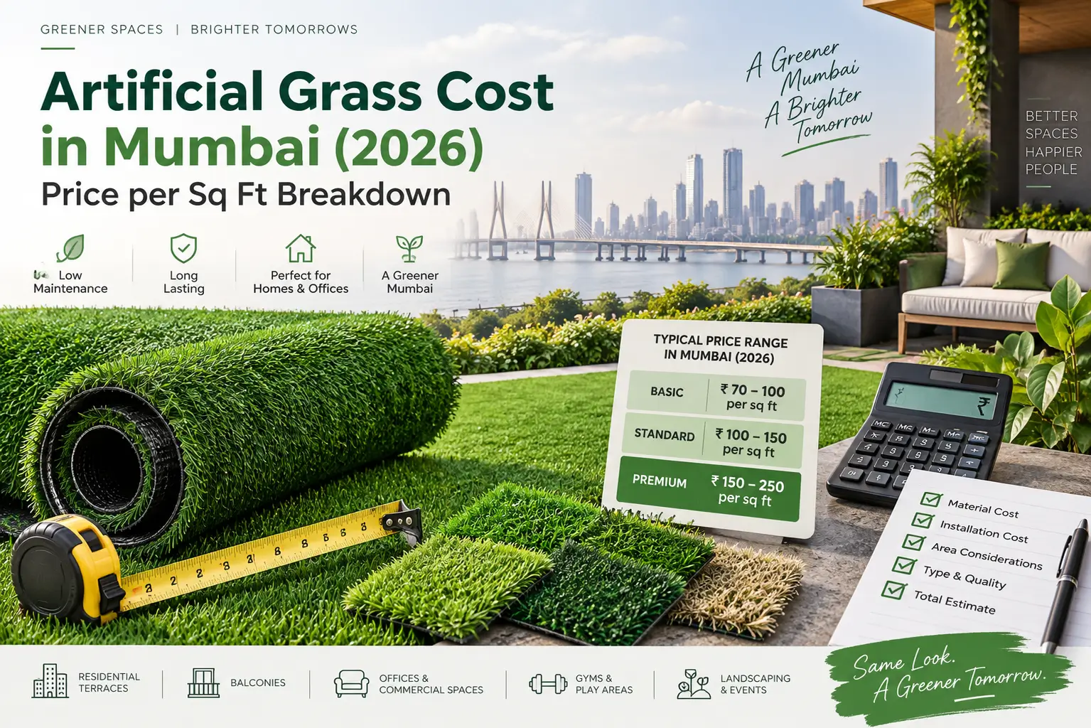 Artificial Grass Cost in Mumbai (2026): Price per Sq Ft Breakdown